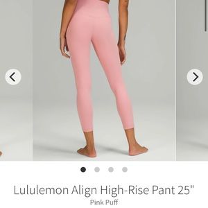 Lululemon Align HR Pant 25” leggings Pink Puff size 4 NWT